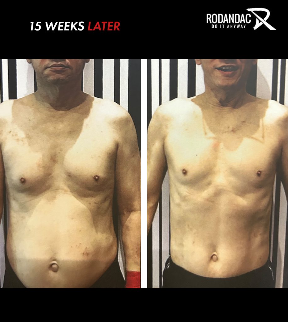 before and after for a 15 week home fitness workout by Rodandac